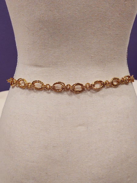 Vintage Belt Gold Tone Metal Chain Double Link
