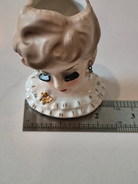 Vintage 1950’s Napco C5937 Miniature Lady Head Vase 3.5 Inch
