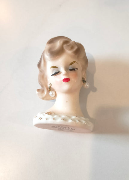 Vintage 1950’s Napco C5937 Miniature Lady Head Vase 3.5 Inch