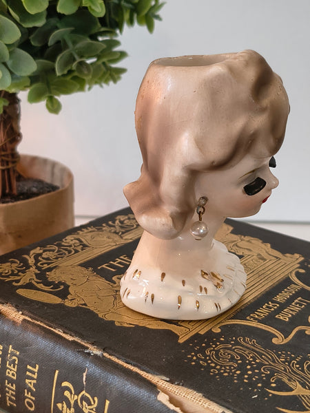 Vintage 1950’s Napco C5937 Miniature Lady Head Vase 3.5 Inch