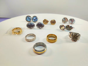 10 Pc Men's Lot 5 Rings & 5 Cuff Links Jewelry - Lot P62