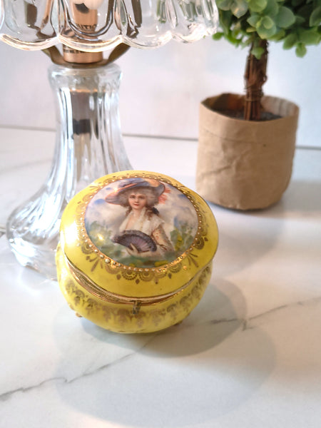 Vintage I.W. Rice Irice Trinket Jewelry Box Germany Porcelain Hinged