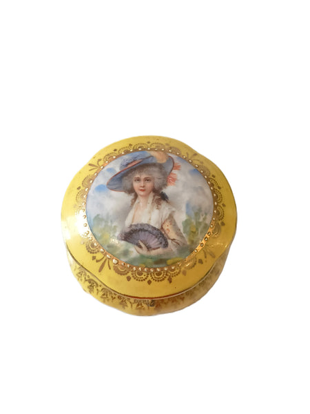 Vintage I.W. Rice Irice Trinket Jewelry Box Germany Porcelain Hinged