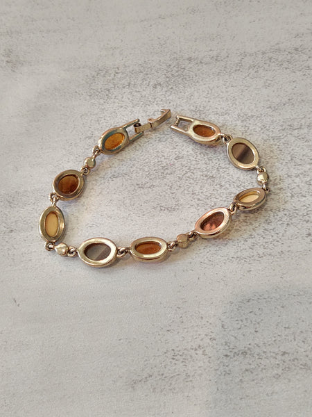 2 Pcs Jeweled Bracelets Gold Tone Sparkling Lots Of Color - Lot P6