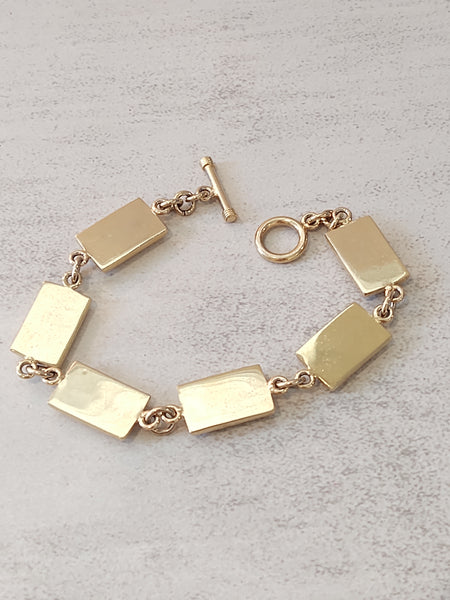 2 Pcs Gold Tone Fashion Bracelets Panel Link - Lot P7