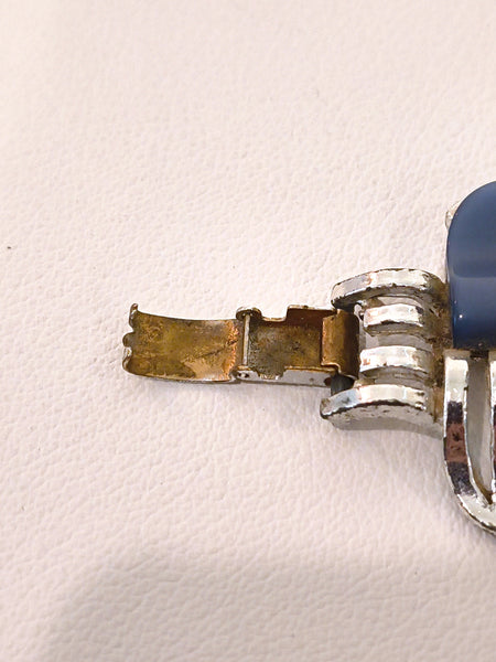 Blue Thermoset Bracelet & Earrings Set Silver Tone