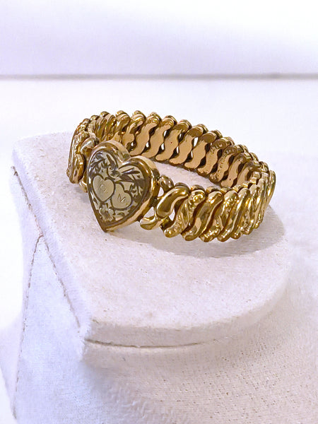 Vintage Pitman & Keeler American Queen Sweetheart Expansion Bracelet Heart Bird
