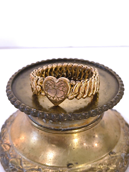 Vintage Pitman & Keeler American Queen Sweetheart Expansion Bracelet Heart Bird
