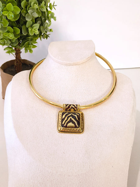 Vintage 1980’s Safari-Style Omega Torque Collar Necklace