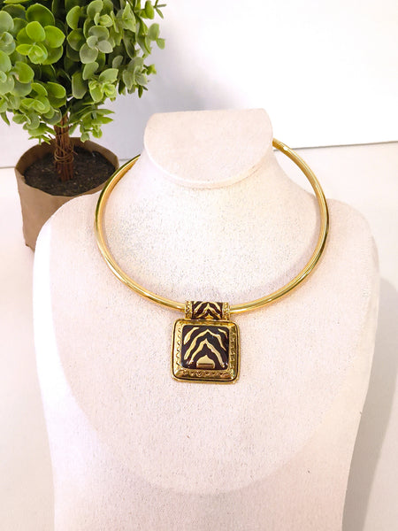 Vintage 1980’s Safari-Style Omega Torque Collar Necklace