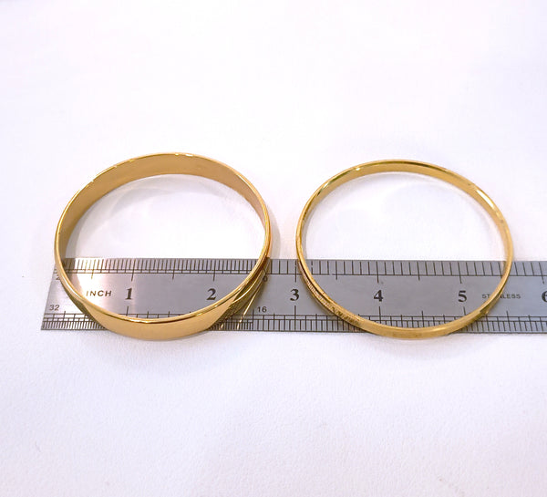 Signed Monet Trifari Bangle Bracelet Stack Lot Gold Tone 2 Pcs