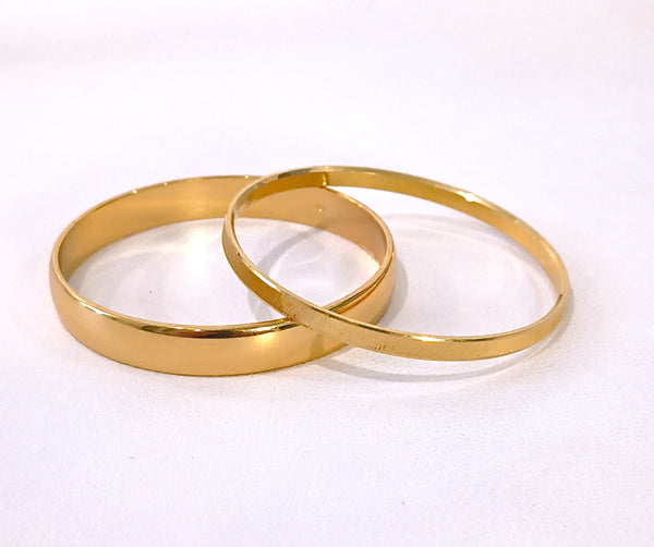 Signed Monet Trifari Bangle Bracelet Stack Lot Gold Tone 2 Pcs