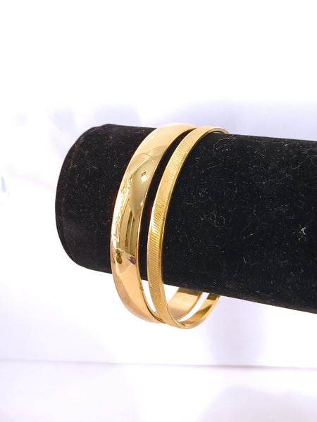 Signed Monet Trifari Bangle Bracelet Stack Lot Gold Tone 2 Pcs