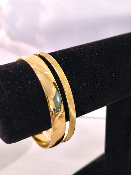 Signed Monet Trifari Bangle Bracelet Stack Lot Gold Tone 2 Pcs