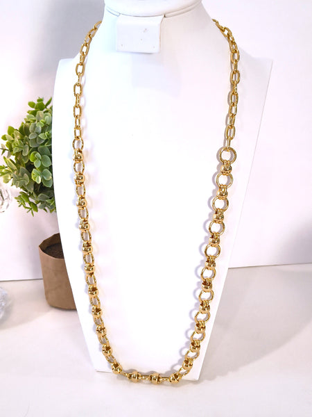 Chunky Vintage Gold Tone 32 Inch Chain Layering Necklace