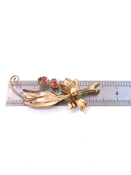 Vintage 1940’s A Regel 1/20 12K Gold Filled Floral Bow Brooch UV Glow Reactive Pin – P43