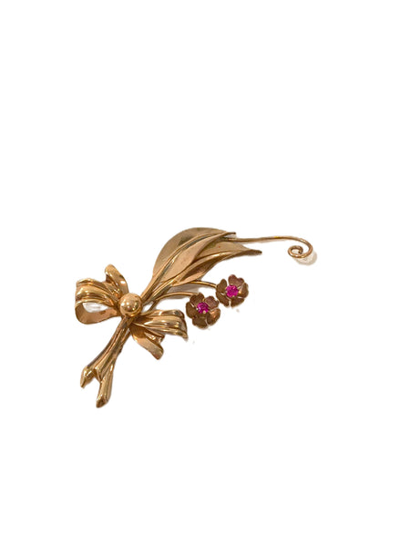 Vintage 1940’s A Regel 1/20 12K Gold Filled Floral Bow Brooch UV Glow Reactive Pin – P43