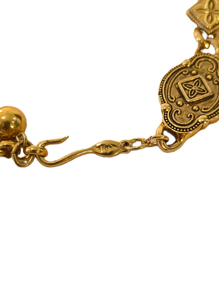 Vintage Napier Medallion Necklace Cursive Signed Collar Choker
