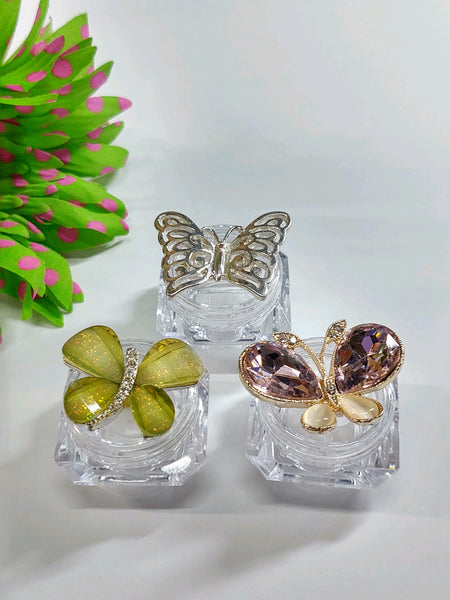 3 Pcs Butterfly Mini Trinket Boxes Makeup Jar – P74