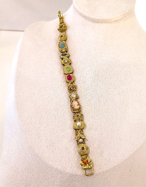 Vintage Gold Tone Slide Bracelet Uranium 7.25 Inch Victorian Revival