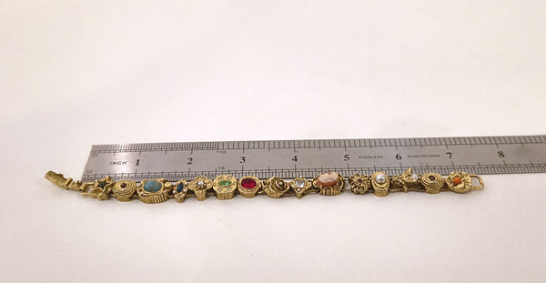 Vintage Gold Tone Slide Bracelet Uranium 7.25 Inch Victorian Revival