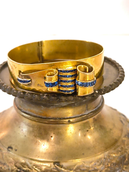 Vintage Art Deco Bracelet Blue Channel Set Stones
