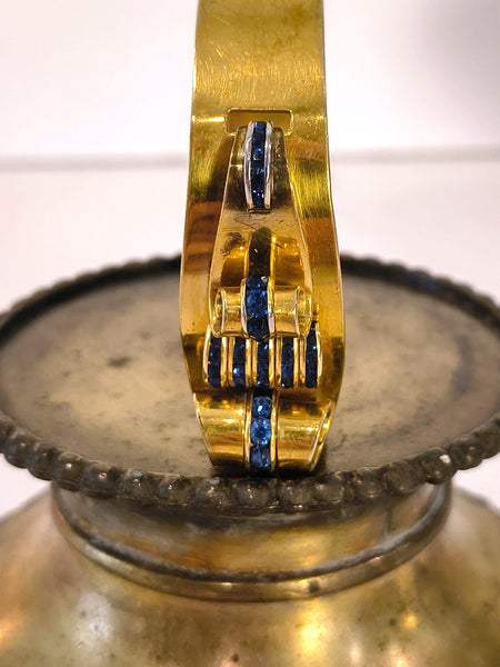 Vintage Art Deco Bracelet Blue Channel Set Stones