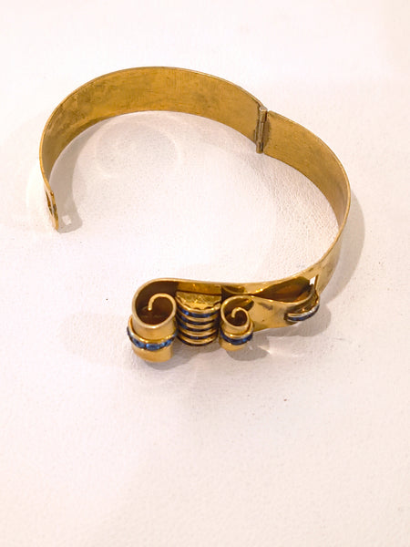 Vintage Art Deco Bracelet Blue Channel Set Stones
