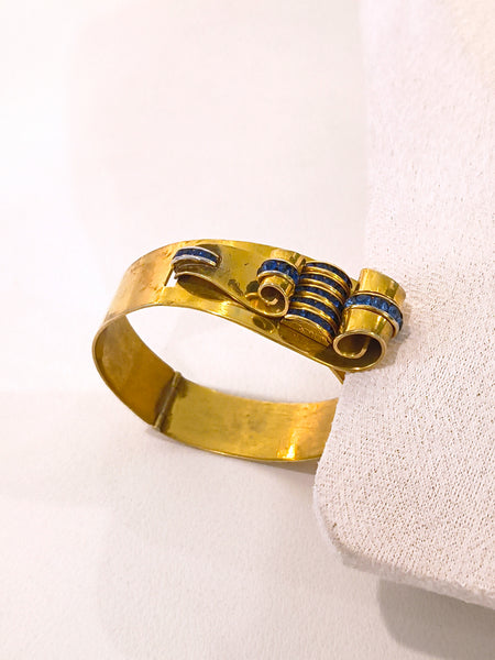 Vintage Art Deco Bracelet Blue Channel Set Stones