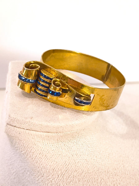 Vintage Art Deco Bracelet Blue Channel Set Stones