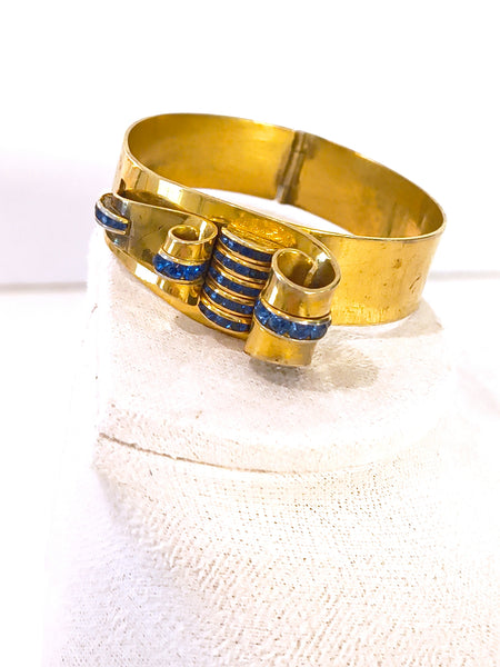 Vintage Art Deco Bracelet Blue Channel Set Stones