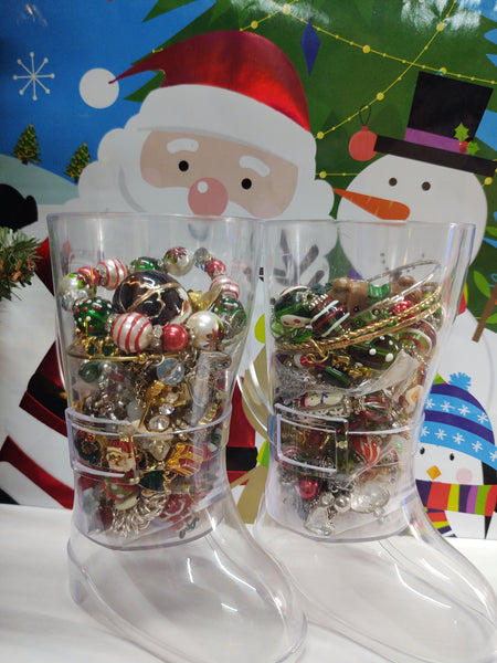 Santas Boot Jewelry Jar Wearable Craft Holiday Lot