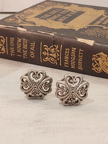 Oscar De La Renta Clip On Earrings Silver Tone