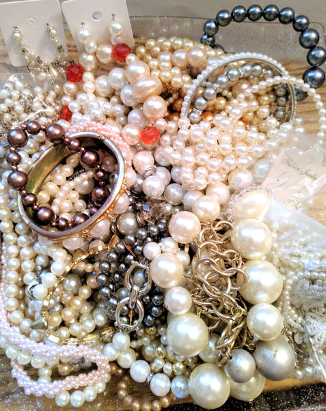 10 Pc Mystery Pearl Jewelry Lot Bulk To Wear or Resell