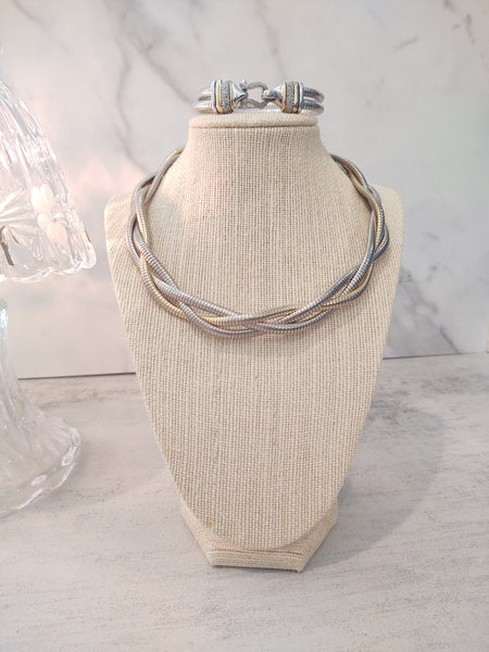 Vintage Snake Chain Necklace & Bracelet Set – Lot P170