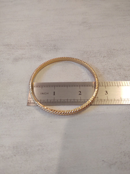 J CREW Bangle Bracelet Ribbed Gold Tone Signed – P87