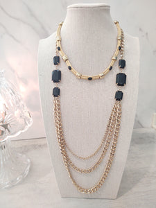 2 Pc Set Black & Gold Tone Necklaces – Lot P188