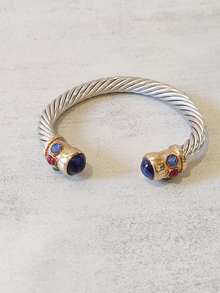 Cable Rope Jeweled Cuff Bracelet - Lot P53