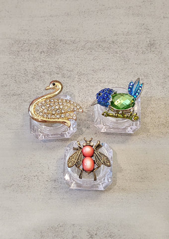 3 Pcs Birds & Insect Mini Trinket Boxes Makeup Jar – P167