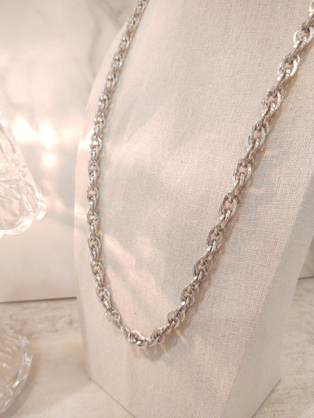 Classic Rope Chain Necklace Silver Tone 30”– P100