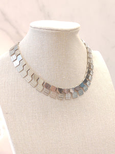 Vtg Necklace Silver Tone Cleopatra Collar Choker 15” – P91