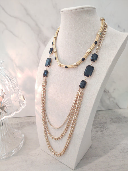 2 Pc Set Black & Gold Tone Necklaces – Lot P188