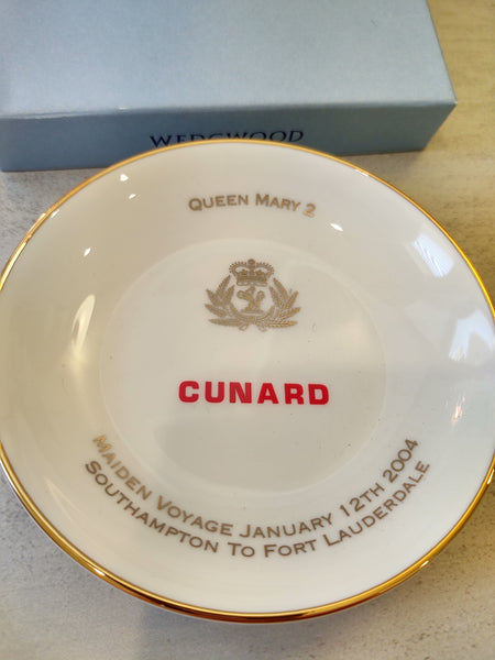 Queen Mary 2 Wedgwood Maiden Voyage 2004 Trinket Dish Plate 4” – P119