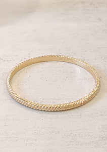 J CREW Bangle Bracelet Ribbed Gold Tone Signed – P87