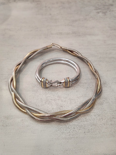 Vintage Snake Chain Necklace & Bracelet Set – Lot P170