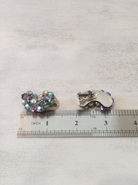 Vtg AB Paisley Aurora Borealis Clip Earrings – Lot P17