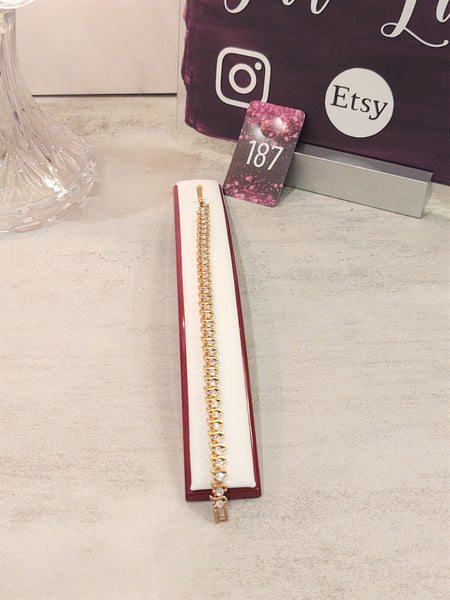 BMNY Tennis Bracelet 14k GP 7 Inch Classic Statement Piece – P187