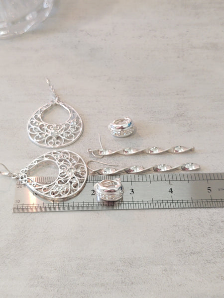 3 Pair Earrings Silver Tone Vintage To Now – Lot P43