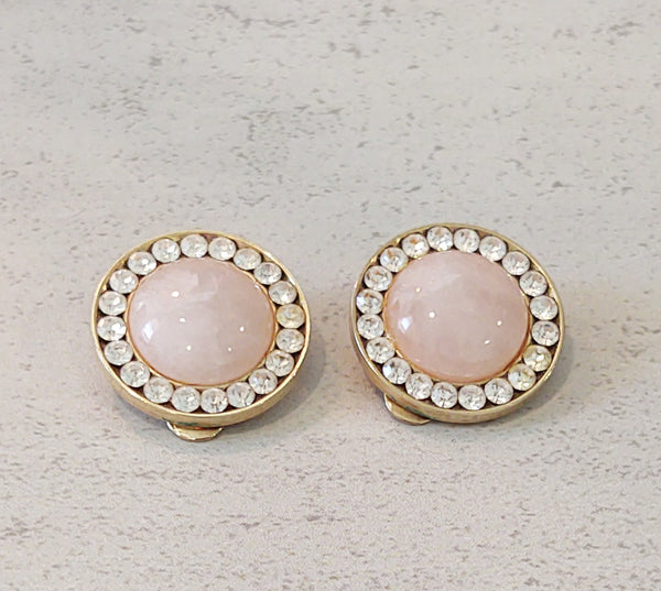 2 Pair Rose Quartz & Pearl Earrings Fashion Wedding Jewelry – Lot P39