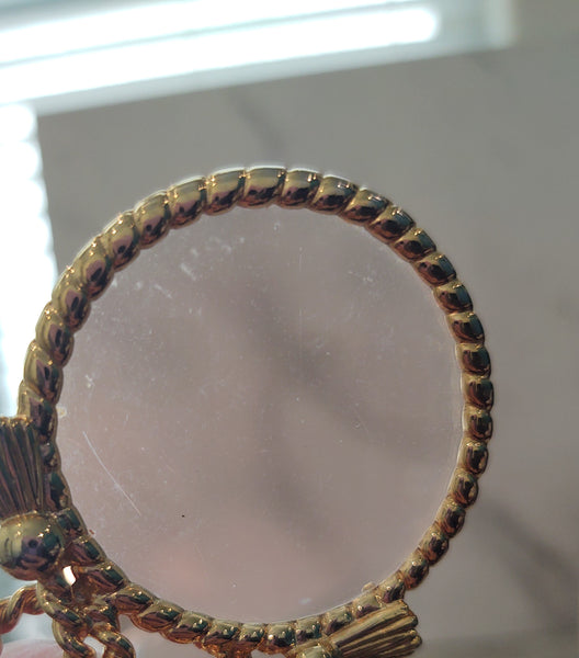 Vintage Glass Magnifier Loupe Pendant Necklace Gold Tone - Lot P171
